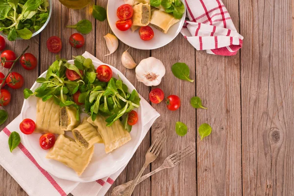 Maultaschen Schwäbisch Gefüllte Nudeln Ravioli — Stockfoto