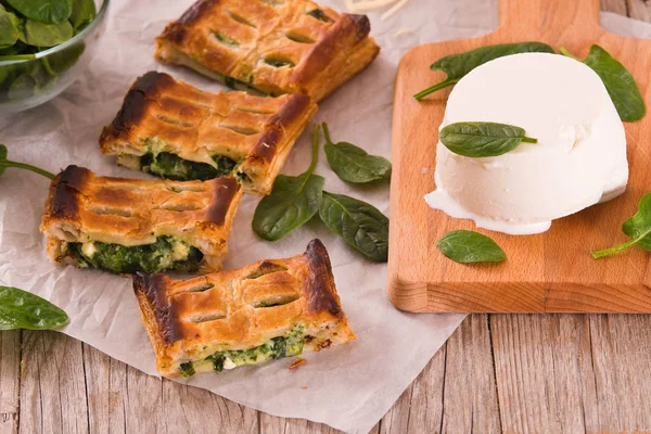 Torta Com Espinafre Queijo Ricota — Fotografia de Stock