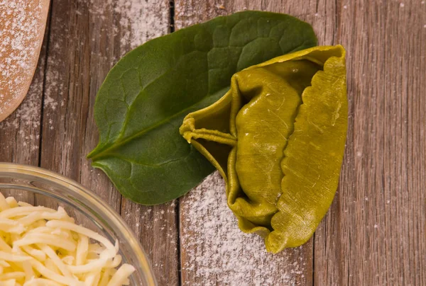 Spinach Ravioli Ricotta Cheese Filling — Stock Photo, Image