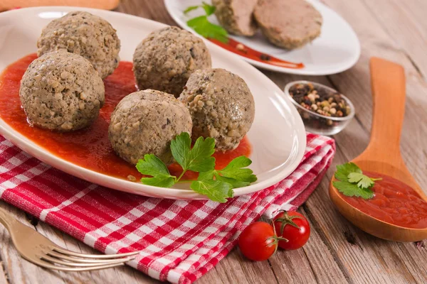 Albóndigas Con Salsa Tomate —  Fotos de Stock