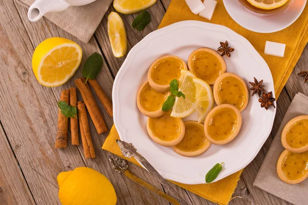 Lemon Tartlets White Dish — Stock Photo, Image
