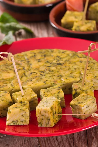 Spanish Omelette Spinach — Stock Photo, Image