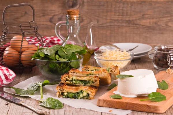 Torta Com Espinafre Queijo Ricota — Fotografia de Stock