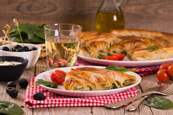 Spanakopita Torta Espinafre Grego — Fotografia de Stock