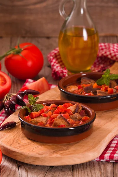 Gemarineerde Varkenshaas Tomatensaus — Stockfoto