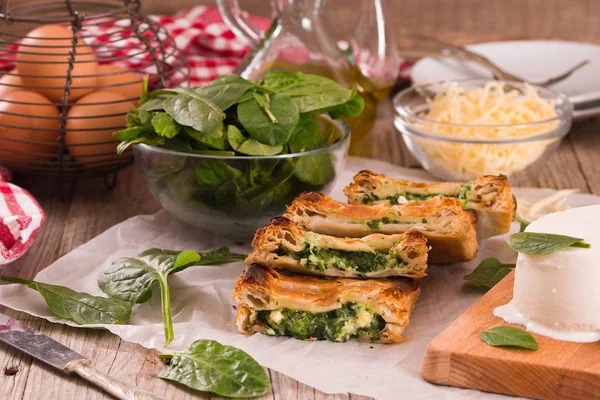 Torta Com Espinafre Queijo Ricota — Fotografia de Stock