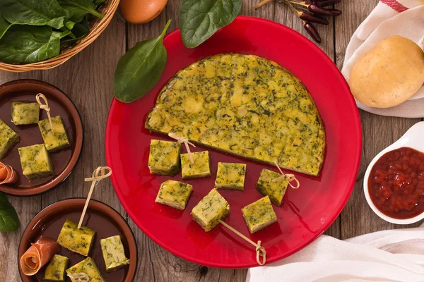 Spanish Omelette Spinach — Stock Photo, Image