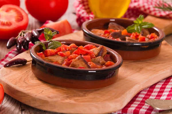 Gemarineerde Varkenshaas Tomatensaus — Stockfoto