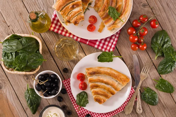 Spanakopita Griechischer Spinatkuchen — Stockfoto