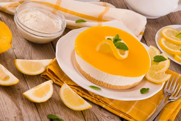 Citron Och Mascarpone Cheesecake — Stockfoto
