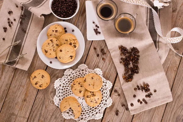 Chocolate Chip Cookies Wooden Table — Stock Photo, Image