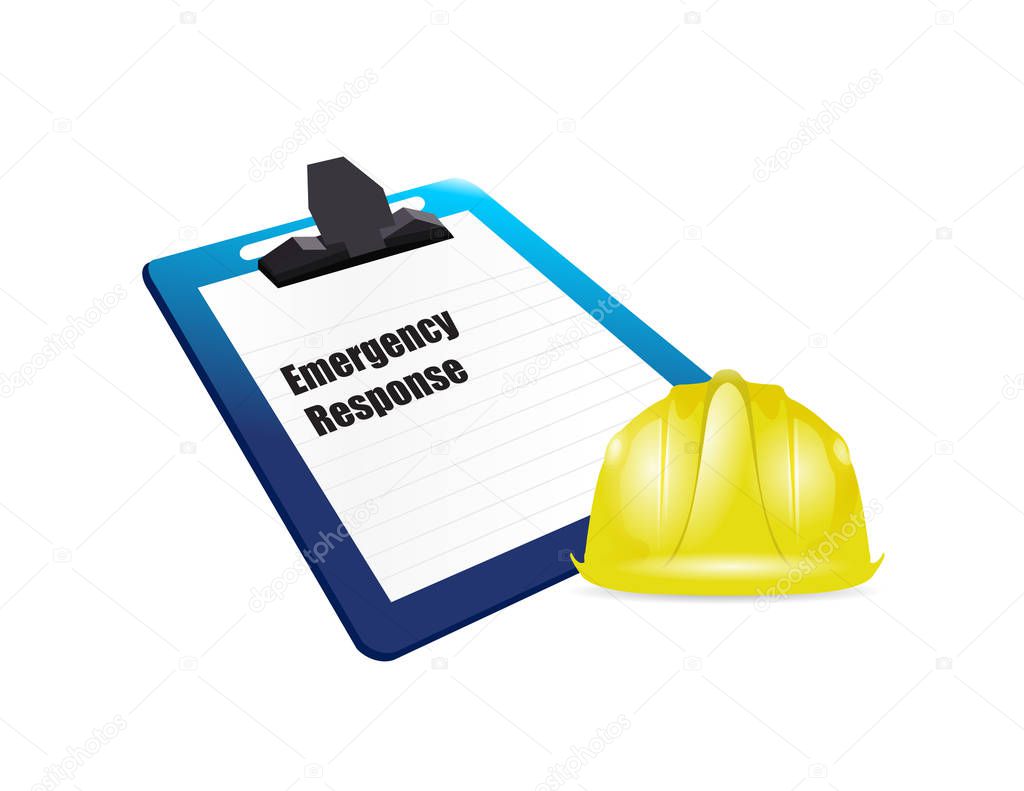 Emergency response clipboard Illustration. Vector Illustration. isolated over a white background