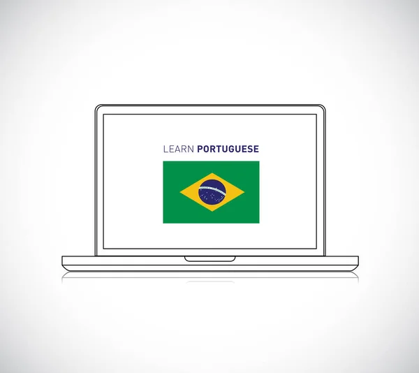 Leer Portugees Online Teken Vectorillustratie Geïsoleerd Witte Achtergrond — Stockfoto
