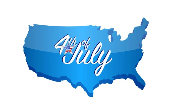 4Th July Map Sign Vector Illustration Isolated White Background — Stock Photo, Image