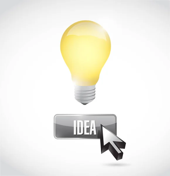 電球アイデア ボタンとカーソル ベクトルの図 青い背景に分離 — ストック写真