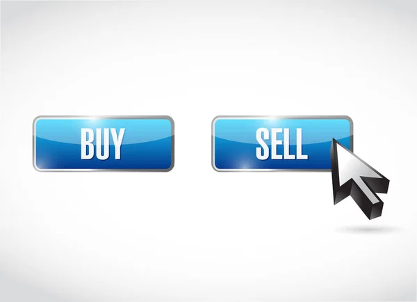 Sell Buy Click Button Vector Illustration Isolated White Background — Stock Photo, Image