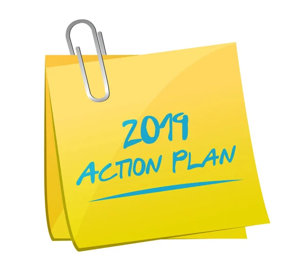 2019 Action Plan Post Bussiness Concept Illustration Isolated White Background — Stock Photo, Image