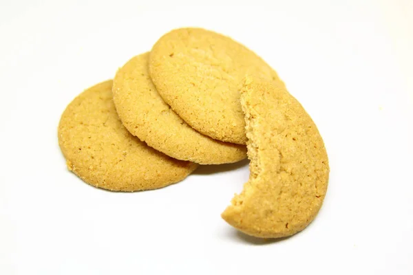 Galletas Avena Marrón Dulce Aisladas Sobre Fondo Blanco — Foto de Stock