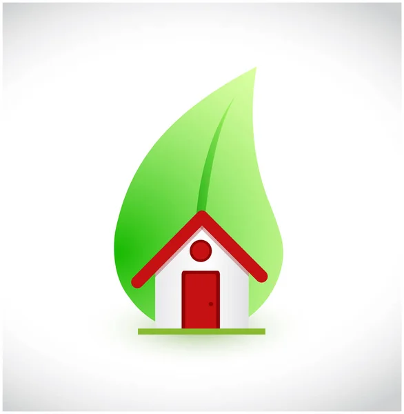 Groene Schone Concept Huisje Een Witte Achtergrond — Stockfoto
