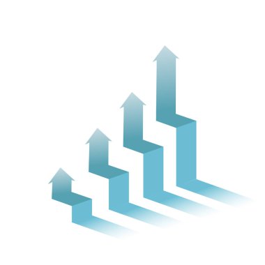 beyaz bir arka plan üzerinde yukarı doğru izole iş grafiği taşıma