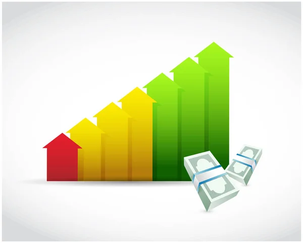 Grafico Aziendale Con Banconote Sfondo Bianco — Foto Stock