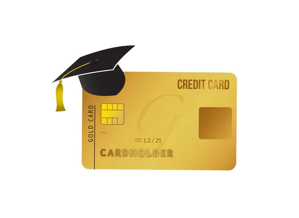 教育贷款 流苏和信用卡 教育例证被隔绝在白色背景之下 — 图库照片