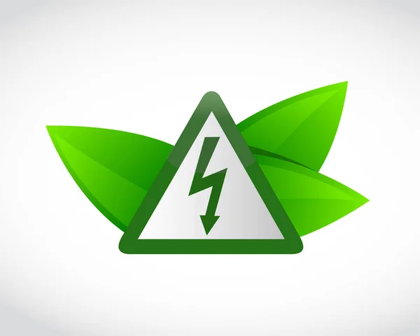 Elektriciteit Symbool Groene Bladeren Geïsoleerd Een Witte Achtergrond — Stockfoto