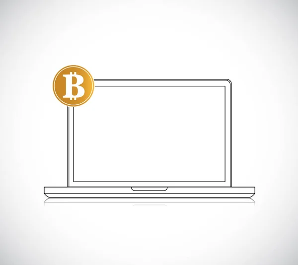 Modern notebook with golden bitcoin illustration isolated over a white background