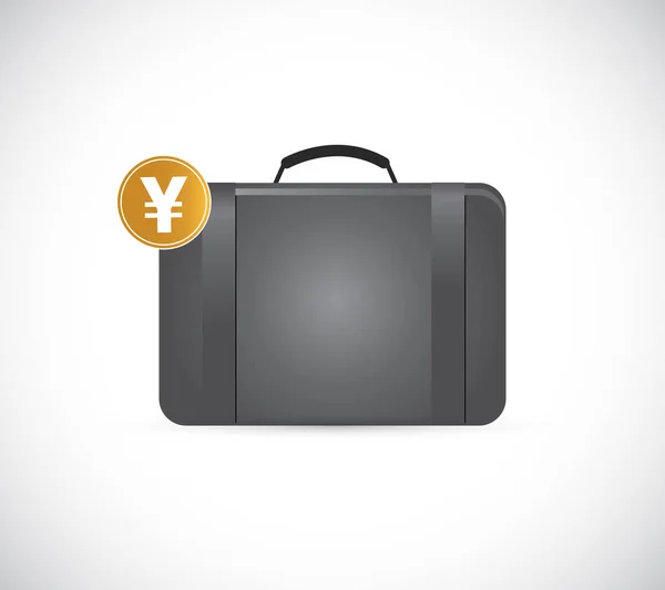 Briefcase Golden Yen Illustration Isolated White Background — Stock Photo, Image