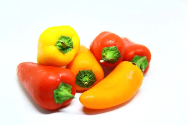 Sweet Multicolored Peppers White Background — Stock Photo, Image