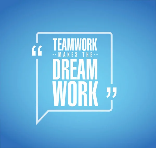 Teamwork Makes Dream Work Line Quote Message Concept Isolated Blue — Stock Photo, Image