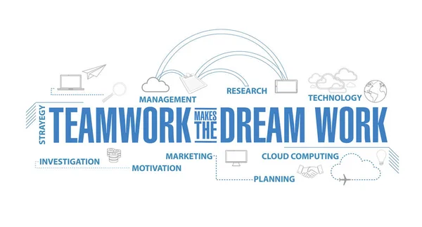 Teamwork Makes Dream Work Diagram Plan Concept Isolated White Background — Stock Photo, Image