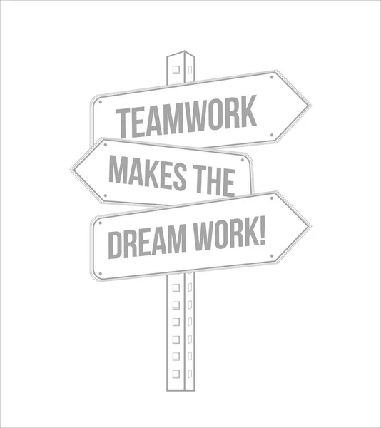 Teamwork Makes Dream Work Multiple Destination Line Street Sign Isolated — Stock Photo, Image