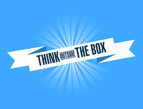 Think Box Bright Ribbon Message Isolated Blue Background — Stock Photo, Image