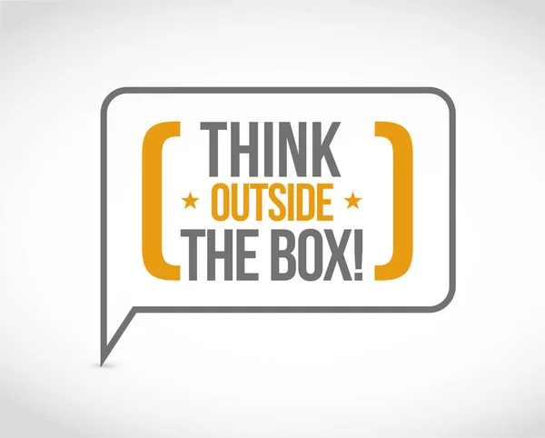 think outside the box message bubble isolated over a white background