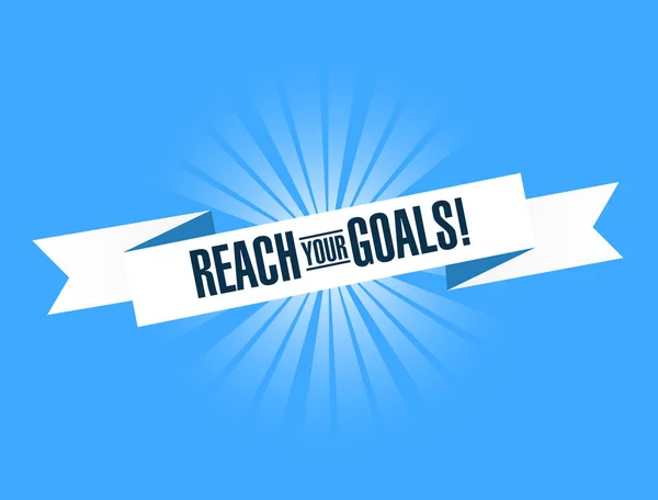 Reach Your Goals Bright Ribbon Message Isolated Blue Background — Stock Photo, Image