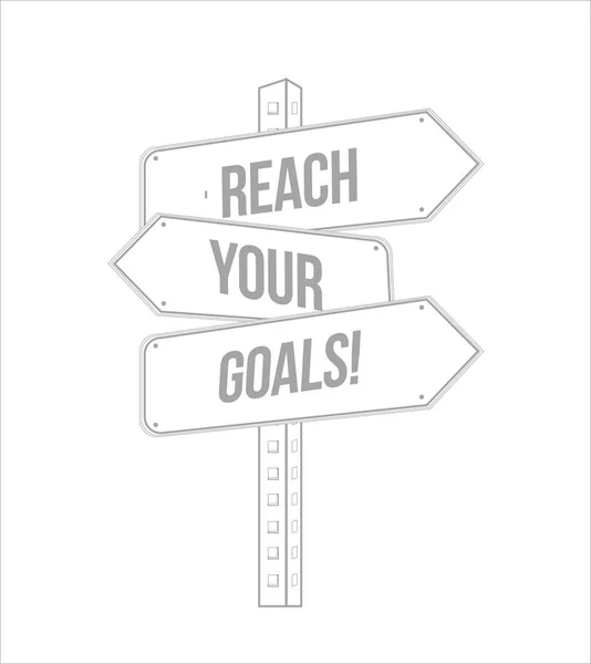 Reach Your Goals Multiple Destination Line Street Sign Isolated White — Stock Photo, Image