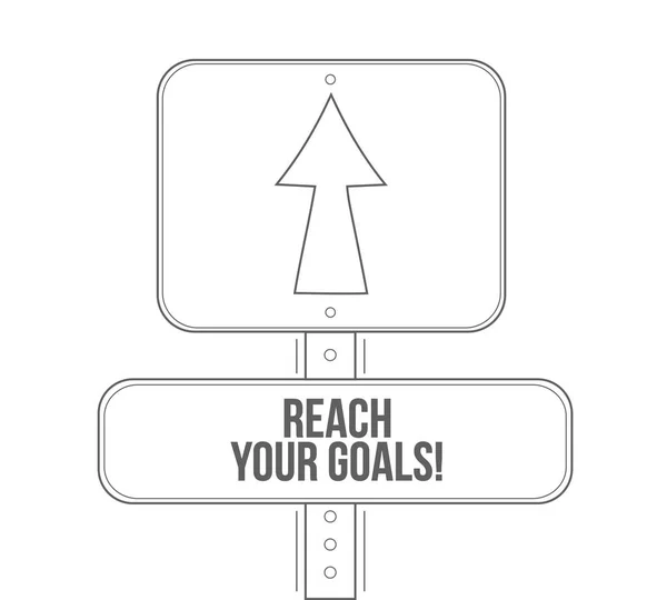 Reach Your Goals Line Street Sign Isolated White Background — Stock Photo, Image