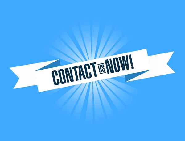 contact us now bright ribbon message isolated over a blue background