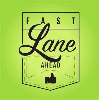 Yeşil bir arka plan üzerinde izole fast lane öncesinde Modern damga ileti tasarım