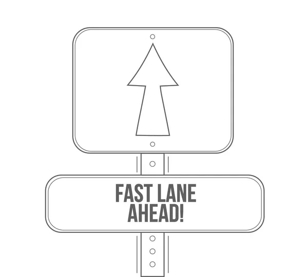 Fast Lane Γραμμή Μπροστά Πινακίδα Απομονωμένη Πάνω Λευκό Φόντο — Φωτογραφία Αρχείου