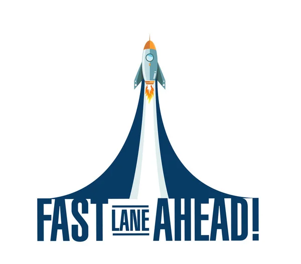 Fast Lane Ahead Rocket Smoke Message Illustration Isolated White Background — Stock Photo, Image