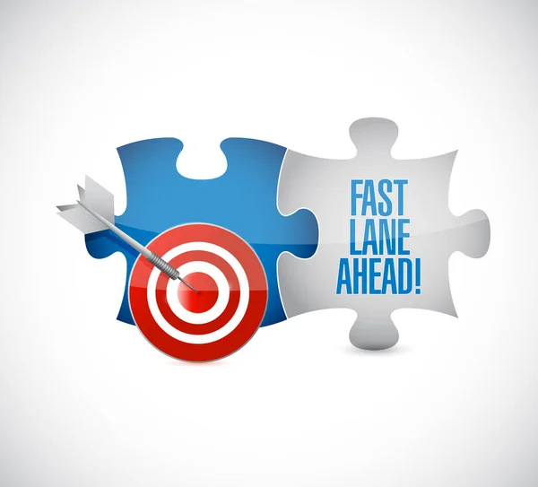 Fast Lane Ahead Target Puzzle Pieces Message Isolated White Background — Stock Photo, Image
