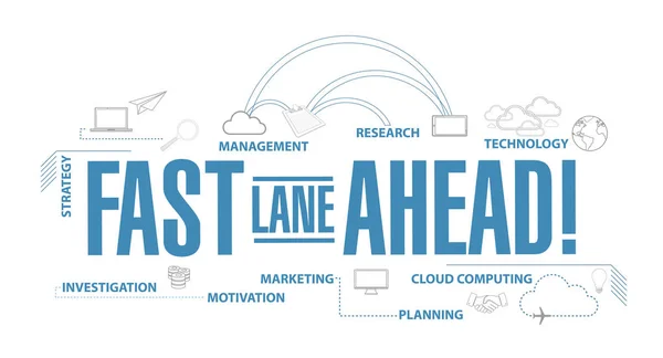 Fast lane ahead diagram plan concept isolated over a white background