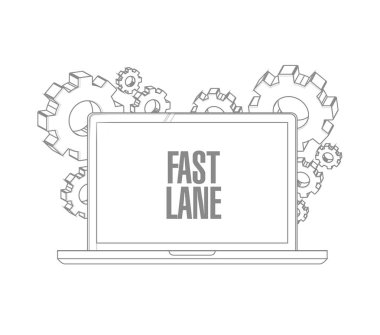 Fast lane bilgisayar ileti illüstrasyon izole beyaz bir arka plan üzerinde