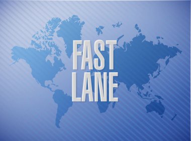Fast lane mesaj konsept illüstrasyon izole bir dünya harita arka plan üzerinde