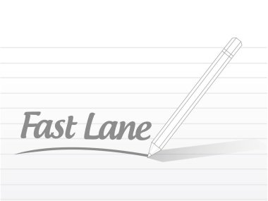 Fast lane kalem mesaj konsept illüstrasyon izole beyaz bir arka plan üzerinde