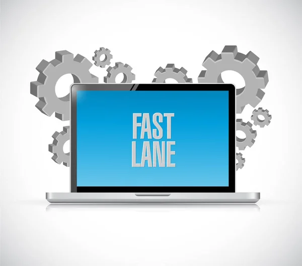 Fast Lane Computer Bericht Illustratie Geïsoleerd Een Witte Achtergrond — Stockfoto