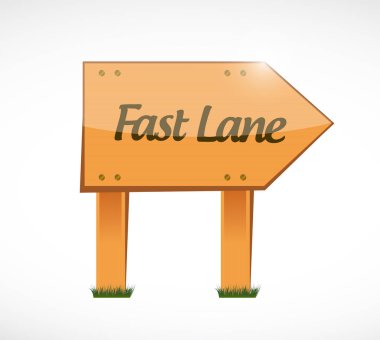 Fast lane ahşap işareti kavramı illüstrasyon izole beyaz bir arka plan üzerinde
