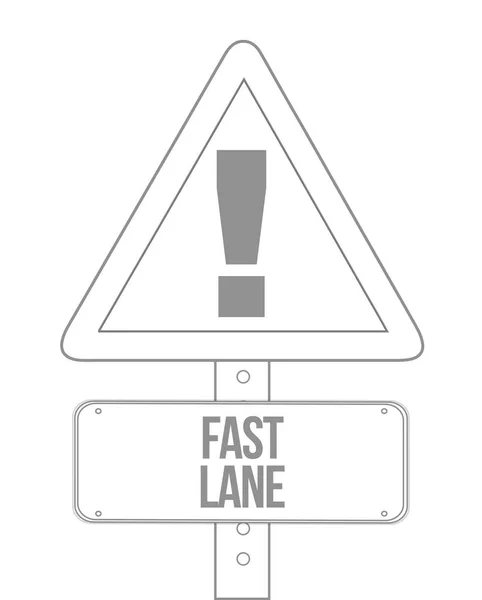 快速车道警告标志消息概念例证被隔绝在白色背景 — 图库照片